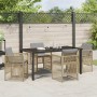 Conjunto de Comedor de Jardín de 5 Piezas con Cojines de Ratán Beige,  Mesa de Jardín Negra 160x80x73 cm Vidrio Templado | Foro24.es | Tu tienda online para hogar, jardín y más Foro24.es