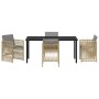 Conjunto de Comedor de Jardín de 5 Piezas con Cojines de Ratán Beige,  Mesa de Jardín Negra 160x80x73 cm Vidrio Templado | Foro24.es | Tu tienda online para hogar, jardín y más Foro24.es