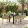 Juego de Comedor de Jardín de 5 Piezas con Cojines Beige Poliratán,  Mesa de Jardín Negra 80x80x73 cm de Vidrio Templado | Foro24.es | Tu tienda online para hogar, jardín y más Foro24.es