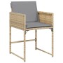 Set de Comedor de Jardín de 5 Piezas con Cojines Ratán Poliéster Beige, Mesa de Jardín Negra 140x80x73 cm Vidrio Templado von...
