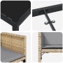 Set de Comedor de Jardín de 5 Piezas con Cojines Ratán Poliéster Beige, Mesa de Jardín Negra 140x80x73 cm Vidrio Templado von...