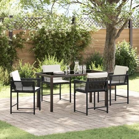 Set de Comedor de Jardín de 5 Piezas con Cojines Beige de Ratan Poli | Foro24.es | Tu tienda online para hogar, jardín y más Foro24.es