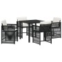Set de Comedor de Jardín de 5 Piezas con Cojines Negro Poliratán von , Gartenstühle - Ref: Foro24-3380771, Preis: 315,33 €, R...