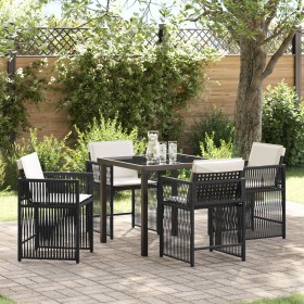 Juego de Comedor de Jardín de 5 piezas con cojines Negros de Poliratán by , Garden chairs - Ref: Foro24-3380775, Price: 315,3...