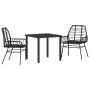 Juego de Comedor de Jardín de 3 Piezas con Cojines Negras de Rattan Poliéster | Foro24.es | Tu tienda online para hogar, jardín y más Foro24.es