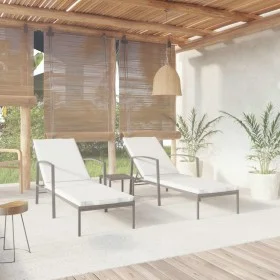Sun loungers with table 2 units black synthetic rattan by vidaXL, Loungers - Ref: Foro24-317638, Price: 187,77 €, Discount: %