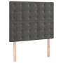 Cama box spring colchón y LED terciopelo gris oscuro 90x190 cm