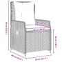 Juego de Comedor de Jardín de 3 Piezas Gris Claro de Poliratán, Mesa de Jardín Negra 80x80x73 cm con Cristal Templado by , Ga...