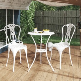 Mesa y sillas de bistró 3 piezas aluminio fundido blanco de vidaXL, Conjuntos de jardín - Ref: Foro24-317752, Precio: 205,37 ...
