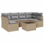 Conjunto de sofá de jardín 7 pcs Beige y gris 55 x 55 x 37 cm