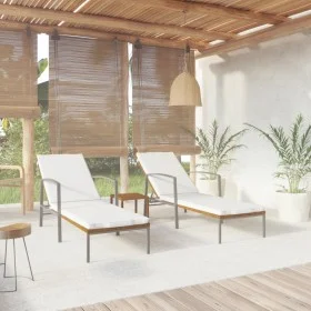 Sun loungers with table 2 units brown synthetic rattan by vidaXL, Loungers - Ref: Foro24-317637, Price: 188,51 €, Discount: %