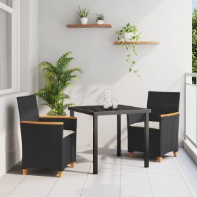 Set de Comedor para Jardín de 3 Piezas con Cojines Poliratán Negro von , Gartenstühle - Ref: Foro24-3381086, Preis: 297,62 €,...