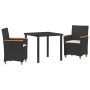 Set de Comedor para Jardín de 3 Piezas con Cojines Poliratán Negro von , Gartenstühle - Ref: Foro24-3381086, Preis: 297,62 €,...