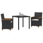 Set de Comedor para Jardín de 3 Piezas con Cojines Poliratán