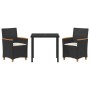 Set de Comedor para Jardín de 3 Piezas con Cojines Poliratán Negro von , Gartenstühle - Ref: Foro24-3381086, Preis: 297,62 €,...