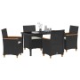 Conjunto de Comedor de Jardín de 5 Piezas con Cojines Negro Poliratán by , Garden chairs - Ref: Foro24-3381088, Price: 518,56...