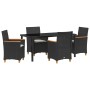 Set de Comedor de Jardín de 5 Piezas con Cojines Negro Poliratán von , Gartenstühle - Ref: Foro24-3381089, Preis: 534,18 €, R...