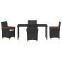 Set de Comedor de Jardín de 5 Piezas con Cojines Negro Poliratán von , Gartenstühle - Ref: Foro24-3381089, Preis: 534,18 €, R...