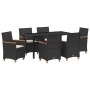 Conjunto de Comedor de Jardín de 7 Piezas con Cojines Negro Ratán Poliéster von , Gartenstühle - Ref: Foro24-3381090, Preis: ...