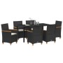 Conjunto de Comedor de Jardín de 7 Piezas con Cojines Negro Ratán Poliéster von , Gartenstühle - Ref: Foro24-3381090, Preis: ...