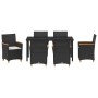 Conjunto de Comedor de Jardín de 7 Piezas con Cojines Negro Ratán Poliéster von , Gartenstühle - Ref: Foro24-3381090, Preis: ...