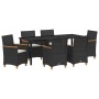 Conjunto de Comedor de Jardín de 7 Piezas con Cojines Rattan Poliéster Negro | Foro24.es | Tu tienda online para hogar, jardín y más Foro24.es