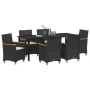 Conjunto de Comedor de Jardín de 7 Piezas con Cojines Rattan Poliéster Negro | Foro24.es | Tu tienda online para hogar, jardín y más Foro24.es