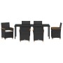 Conjunto de Comedor de Jardín de 7 Piezas con Cojines Rattan Poliéster Negro | Foro24.es | Tu tienda online para hogar, jardín y más Foro24.es