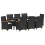 Juego de Comedor de Jardín de 9 Piezas con Cojines Negro Ratan PE | Foro24.es | Tu tienda online para hogar, jardín y más Foro24.es