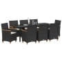 Juego de Comedor de Jardín de 9 Piezas con Cojines Negro Ratan PE | Foro24.es | Tu tienda online para hogar, jardín y más Foro24.es