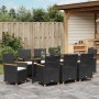 Juego de Comedor de Jardín de 9 Piezas con Cojines Negro Ratan PE | Foro24.es | Tu tienda online para hogar, jardín y más Foro24.es