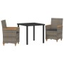 Conjunto de Comedor de Jardín de 3 Piezas con Cojines Gris Poliratán | Foro24.es | Tu tienda online para hogar, jardín y más Foro24.es