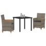 Conjunto de Comedor de Jardín de 3 Piezas con Cojines Gris Poliratán | Foro24.es | Tu tienda online para hogar, jardín y más Foro24.es