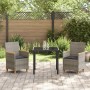 Conjunto de Comedor de Jardín de 3 Piezas con Cojines Gris Poliratán | Foro24.es | Tu tienda online para hogar, jardín y más Foro24.es