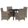 Set de Comedor de Jardín de 5 piezas con Cojines Gris de Poliratán | Foro24.es | Tu tienda online para hogar, jardín y más Foro24.es