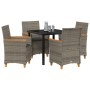 Set de Comedor de Jardín de 5 piezas con Cojines Gris de Poliratán | Foro24.es | Tu tienda online para hogar, jardín y más Foro24.es