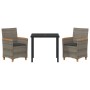 Conjunto de Comedor de Jardín de 3 Piezas con Cojines Gris Poliratán | Foro24.es | Tu tienda online para hogar, jardín y más Foro24.es