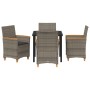 Set de Comedor de Jardín de 5 piezas con Cojines Gris de Poliratán de , Sillas de jardín - Ref: Foro24-3381094, Precio: 424,18 €