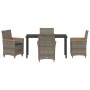 Juego de Comedor de Jardín de 5 Piezas con Cojines Gris Ratán Poli von , Gartenstühle - Ref: Foro24-3381095, Preis: 445,34 €,...