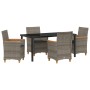 Conjunto de Comedor de Jardín de 5 Piezas con Cojines Gris Poliratán by , Garden chairs - Ref: Foro24-3381096, Price: 540,94 ...