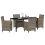 Conjunto de Comedor de Jardín de 5 Piezas con Cojines Gris Poliratán by , Garden chairs - Ref: Foro24-3381096, Price: 540,94 ...
