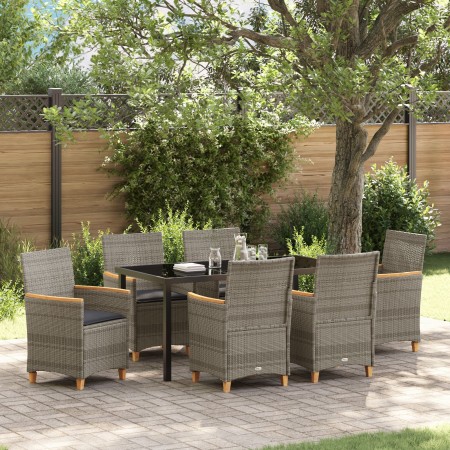 Conjunto de Comedor de Jardín de 7 Piezas con Cojines Gris Ratán Polímero by , Garden chairs - Ref: Foro24-3381097, Price: 74...