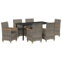 Conjunto de Comedor de Jardín de 7 Piezas con Cojines Gris Ratán Polímero by , Garden chairs - Ref: Foro24-3381097, Price: 74...