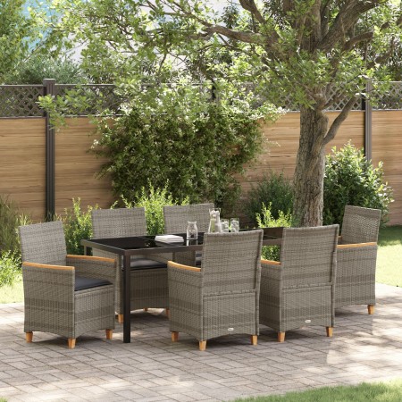 Conjunto de 7 Piezas de Comedor de Jardín con Cojines Poliratán Gris | Foro24.es | Tu tienda online para hogar, jardín y más Foro24.es
