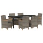 Conjunto de 7 Piezas de Comedor de Jardín con Cojines Poliratán Gris | Foro24.es | Tu tienda online para hogar, jardín y más Foro24.es