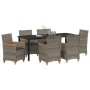 Conjunto de 7 Piezas de Comedor de Jardín con Cojines Poliratán Gris | Foro24.es | Tu tienda online para hogar, jardín y más Foro24.es