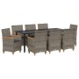 Conjunto de Comedor de Jardín de 9 piezas con Cojines Gris Poliratán | Foro24.es | Tu tienda online para hogar, jardín y más Foro24.es