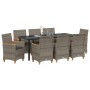 Conjunto de Comedor de Jardín de 9 piezas con Cojines Gris Poliratán | Foro24.es | Tu tienda online para hogar, jardín y más Foro24.es