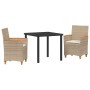 Juego de Comedor de Jardín de de 3 Piezas con Cojines Beige Poliratán | Foro24.es | Tu tienda online para hogar, jardín y más Foro24.es