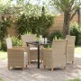 Set de Comedor de Jardín de 5 Piezas con Cojines Beige Ratán Poliéster | Foro24.es | Tu tienda online para hogar, jardín y más Foro24.es